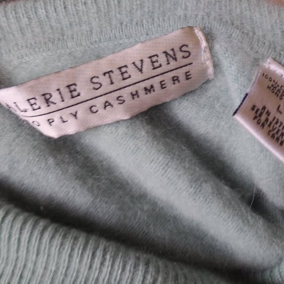 Valerie Stevens 100% 2-Ply Cashmere Turtleneck Dusty Turquoise Size L - Picture 6 of 6